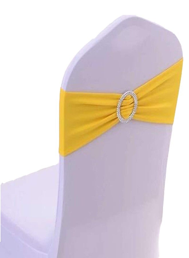 SheYang 50PCS Spandex Chair Sashes Bows Elastic Chair Bands with Buckle Slider Sashes Bows for Wedding Decorations (50PCS, Light Yellow) - Image 1